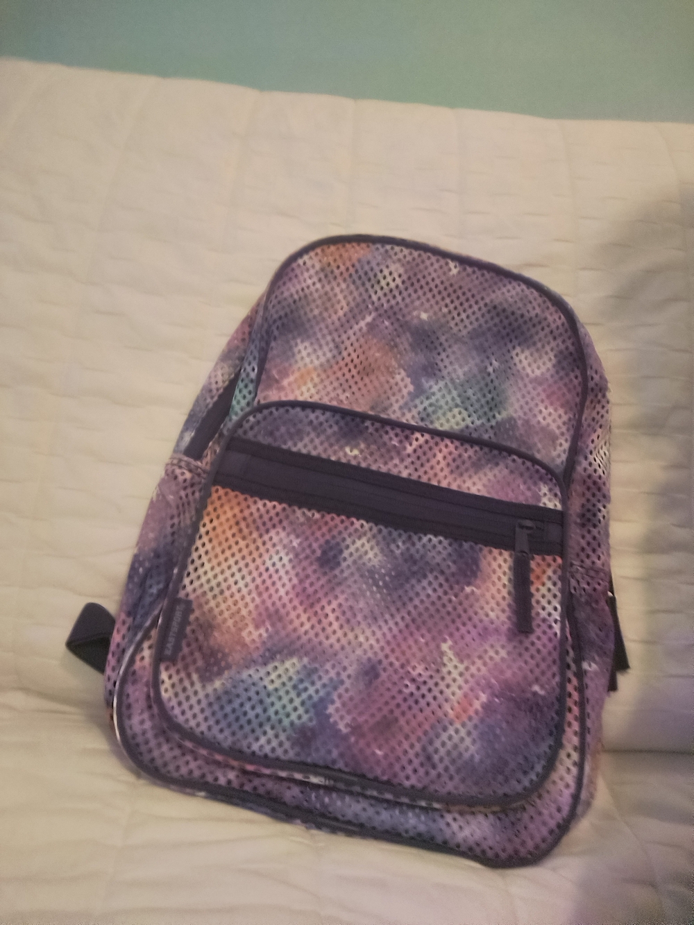 Multicolor Purple Tie-Dye Mesh Backpack - Unbranded
